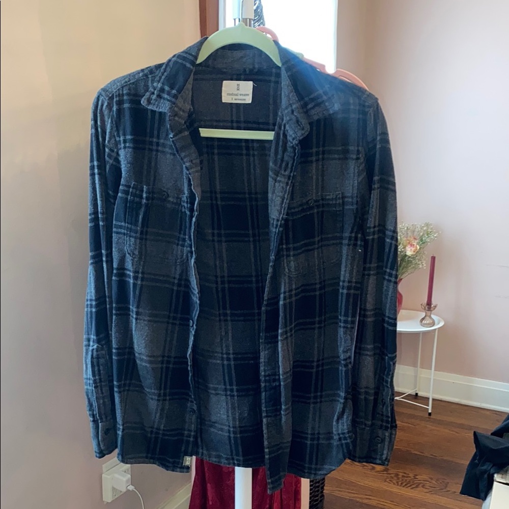 Men's Blue Plaid Shirt Jacket